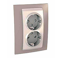 Розетка двойная Schneider Electric Unica с/з со шторками 10A 250V MGU63.067.574