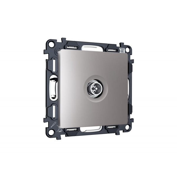 Комплект механизма TV розетки оконечной экранированной 5-1000MHz 3dB Alfa Сталь матовый Quant Ambrella Volt MA513005 (AP5130, VM199)