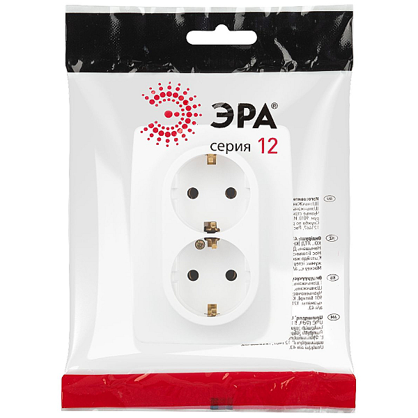 Розетка ЭРА Серия 12 12-2106-01М 2X2P+E Schuko 16А-250В белый матовый Б0065721