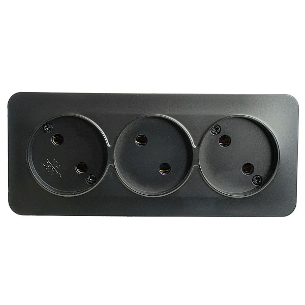 Розетка тройная 2P Stekker София черный матовый MST10-13-05 49500
