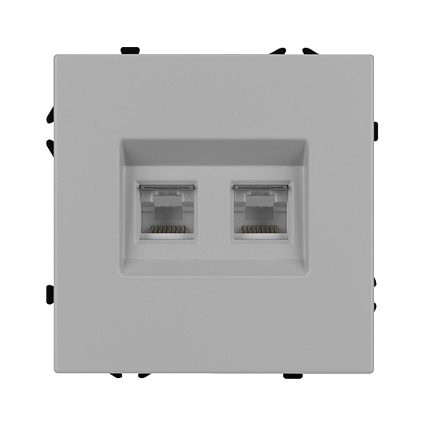 Розетка компьютерная двойная софт-тач никель Arlight SCT-MPC2-SFPL-IS (2хRJ-45, CAT6) 059451(1)