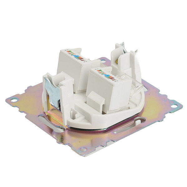 Розетка компьютерная 2-местная RJ-45 (механизм) Stekker GLS00-7109-01 Катрин, белый 50003
