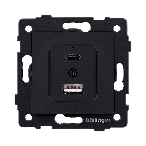 Розетка USB A+C 20W, черный матовый Kollinger REA-037BM для Aspekt, Eleganz, Reflex