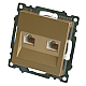 Розетка компьютерная 2-местная RJ-45 (механизм) Stekker GLS00-7109-08 Катрин, золото 50009
