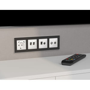 Комплект механизма розетки компьютерной + TV оконечной RJ-45 с автоматической защитной шторкой Alfa Белый глянец Quant Ambrella Volt MA112510 (AP1125, VM195)