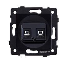 Розетка двойная Ethernet RJ45 Cat.6, черный Kollinger REA-019BK для Aspekt, Eleganz, Reflex