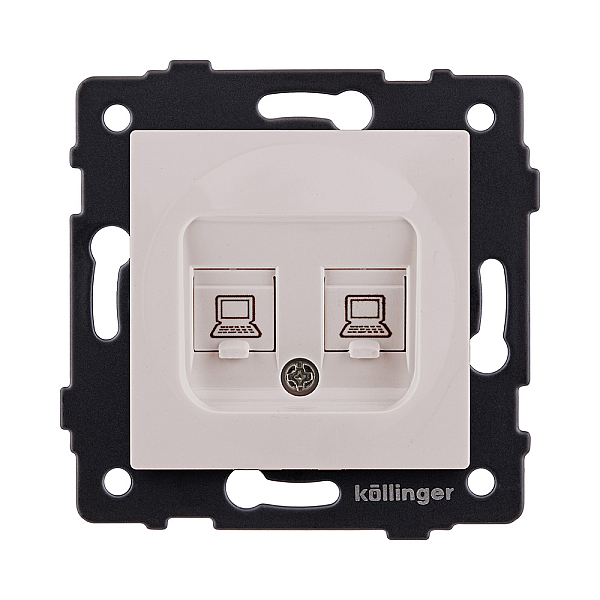 Розетка двойная Ethernet RJ45 Cat.6, кашемир матовый Kollinger REA-019CM для Aspekt, Eleganz, Reflex