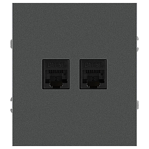 Розетка Эра Arktik 16-3108-06 информационная двойная 2XRJ45 графит Б0070489