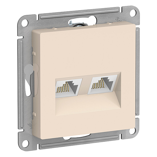 Розетка компьютерная двойная RJ45 Systeme Electric AtlasDesign 5e кат UTP бежевая ATN000285