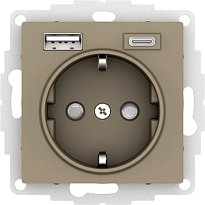 Розетка 16А с USB A+C (5В/2,4А/3 А, 2х5В/1,5А) Systeme Electric AtlasDesign ATN000532