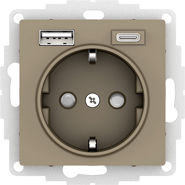 Розетка 16А с USB A+C (5В/2,4А/3 А, 2х5В/1,5А) Systeme Electric AtlasDesign ATN000532