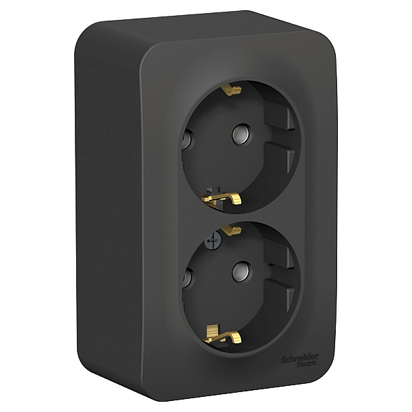 Розетка двойная 2К+З Systeme Electric Blanca 16A 250V антрацит BLNRA010216