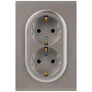 Розетка Эра Arktik 16-2104-07 двойная с заземлением 2X2P+E Schuko 16А-250В титан Б0070450