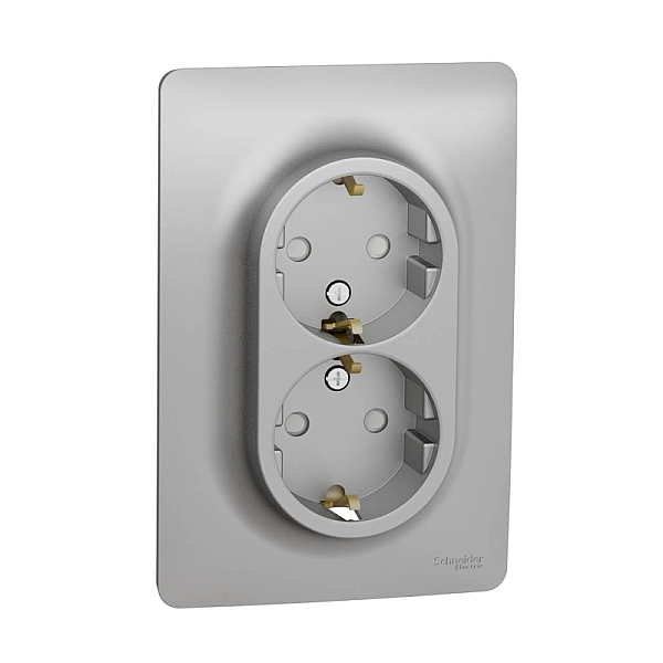 Розетка двойная Schneider Electric Unica New с/з со шторками NU206730
