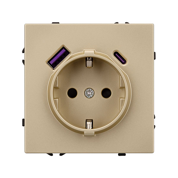 Розетка зк со шторками с USB тип А+С софт-тач золотой песок Arlight SCT-MUAC-SFPL-GD (250V, 16A) 054286(1)