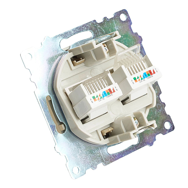 Розетка компьютерная 2-местная RJ-45 (механизм) Stekker GLS00-7109-08 Катрин, золото 50009