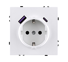 Розетка штепсельная SCHUKO 16A/250 В с USB A+C 20W, белый матовый Kollinger Eclipse EC-016WH