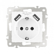 Розетка с заземлением, шторками + 2 USB Arte Milano 206.47-1.white