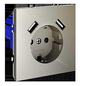 Розетка с USB, А+А Voltum S70 VLS040404 (шелк)