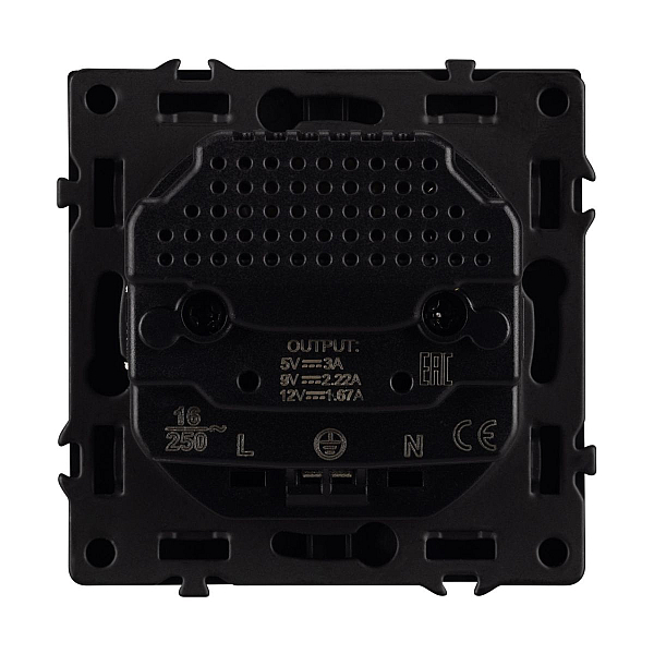 Механизм розетки с USB зарядкой Arlight SCT-NOBE-MUCC-SFPL-BK (230V, 16A) 061813