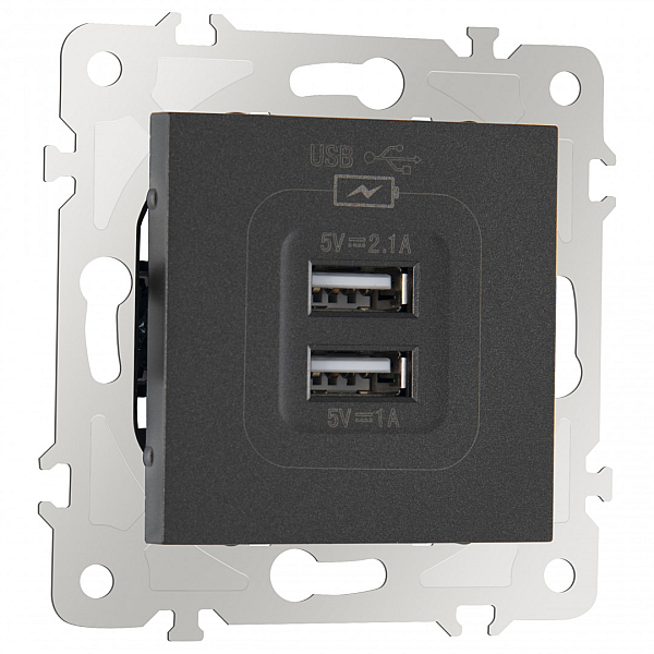 Розетка USB 2.1А+1А Arte Milano 203.46-1.black