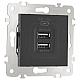 Розетка USB 2.1А+1А Arte Milano 203.46-1.black