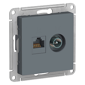 Розетка двойная комп+ТВ, RJ45+TV, кат.5E Systeme Electric AtlasDesign Грифель ATN000789