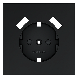 Накладка для розетки с заземлением и защитными шторками, с USB A+A Voltum S70 (графит) VLS000907