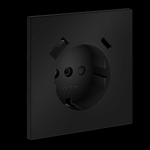 Накладка для розетки с заземлением и защитными шторками, с USB A+C Voltum S70 (черный матовый) VLS001008