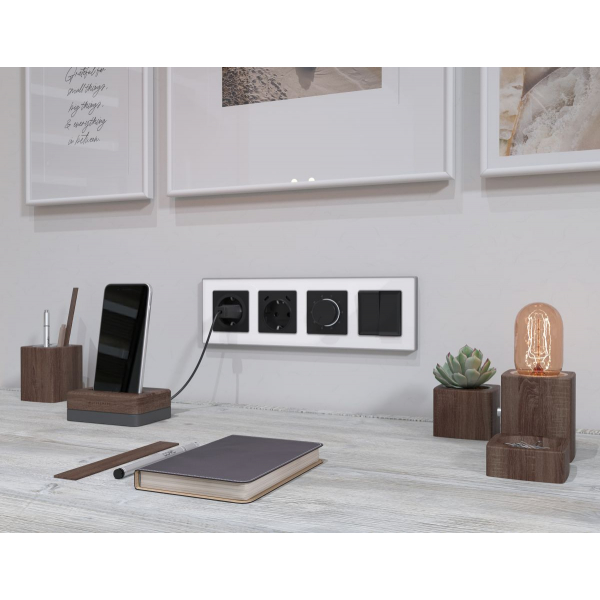 Комплект механизма электрической розетки 2USB С+C 20W с/з на винтовых зажимах 16A-250V Alfa Черный матовый Quant Ambrella Volt MA810510 (AP8105, VM165)