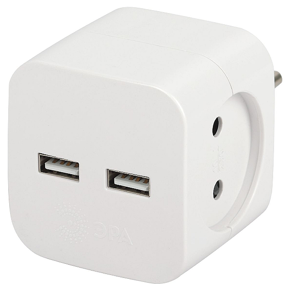 Разветвитель электрический Эра SP-2-USB-W Б0049531
