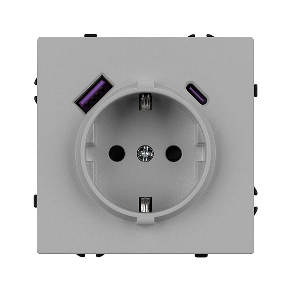 Розетка зк со шторками с USB тип А+С софт-тач никель Arlight SCT-MUAC-SFPL-IS (250V, 16A) 059445(1)