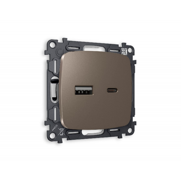 Комплект механизма розетки 2USB A+C 20W (быстрая зарядка) Ambrella Volt Omega MO641010 Комплект механизма розетки 2USB A+C 20W (быстрая зарядка) Ambrella Volt Omega MO641010