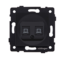 Розетка двойная Ethernet RJ45 Cat.6, черный матовый Kollinger REA-019BM для Aspekt, Eleganz, Reflex