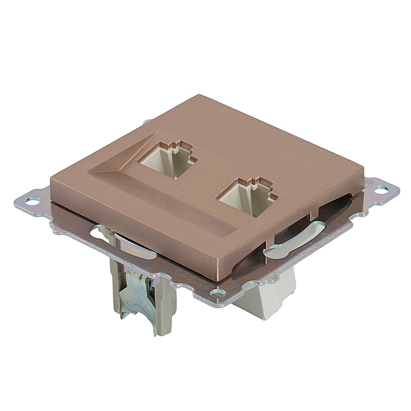 Розетка компьютерная 2-местная RJ-45 (механизм) Stekker GLS00-7109-02 Катрин, шампань 50004