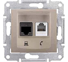 Розетка телефонная RJ-11 и Ethernet RJ-45 Schneider Electric Sedna UTP SDN5200168