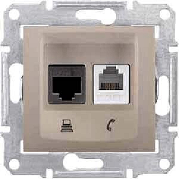 Розетка телефонная RJ-11 и Ethernet RJ-45 Schneider Electric Sedna UTP SDN5200168