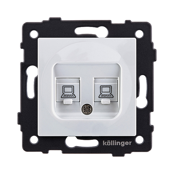 Розетка двойная Ethernet RJ45 Cat.6, белый Kollinger REA-019WH для Aspekt, Eleganz, Reflex