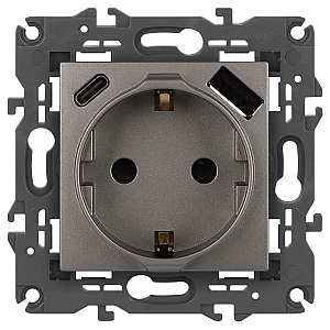 Розетка со шторками с USB type-A+C Эра Elegance 14-4108-16 Б0067695