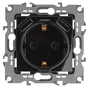 Розетка 2P+E со шторками и 2xUSB Эра 12-4109-06 Б0047845