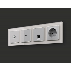 Комплект механизма TV розетки SAT 5-2400MHz 3.5dB Alfa Серебро глянец Quant Ambrella Volt MA413050 (AP4130, VM215)