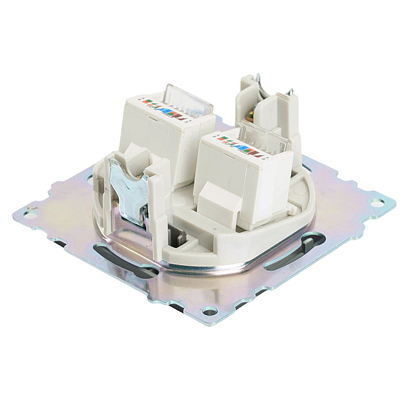 Розетка компьютерная 2-местная RJ-45 (механизм) Stekker GLS00-7109-06 Катрин, графит 50008