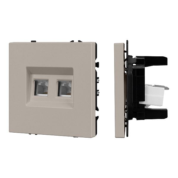 Розетка компьютерная двойная софт-тач кашемир Arlight SCT-MPC2-SFPL-CA (2хRJ-45, CAT6) 059450(1)