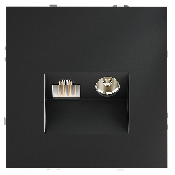 Розетка телевизионная встраиваемая Voltum S70 TV+RJ45 кат. 6, (графит) VLS060707