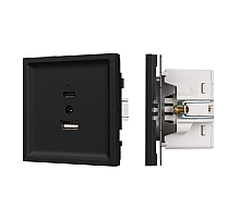Механизм USB розетки Arlight SCT-TENDO-MUAC-SFPL-BK (5V, 3A, QC3) 054536