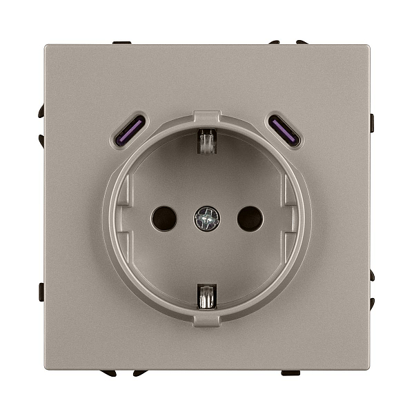 Розетка зк со шторками с USB тип C+С софт-тач кашемир Arlight SCT-MUCC-SFPL-CA (250V, 16A) 061814(1)
