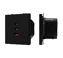 USB Розетка тип А+С+С софт-тач черный оникс Arlight SCT-MUACC-SFPL-FC-BK (65W, QC3) 061834(1)