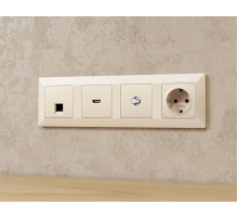 Комплект механизма TV розетки SAT 5-2400MHz 3.5dB Alfa Бежевый матовый Quant Ambrella Volt MA333050 (AP3330, VM215)