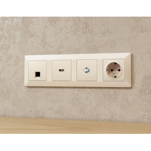 Комплект механизма TV розетки SAT 5-2400MHz 3.5dB Alfa Бежевый матовый Quant Ambrella Volt MA333050 (AP3330, VM215)