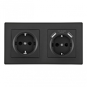 Розетка двойная (двухпостовая) с USB Arte Milano SET06-2-47-1-40-1 black
